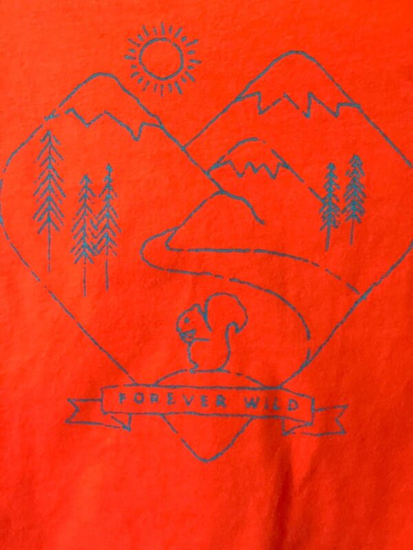 COLUMBIA WOMENS SSLV ORANGE "FOREVER WILD" NATURE MTNS GRAPHICS TOP Sz M EUC! - Image 2