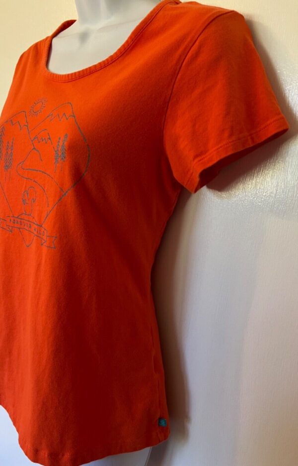 COLUMBIA WOMENS SSLV ORANGE "FOREVER WILD" NATURE MTNS GRAPHICS TOP Sz M EUC! - Image 4