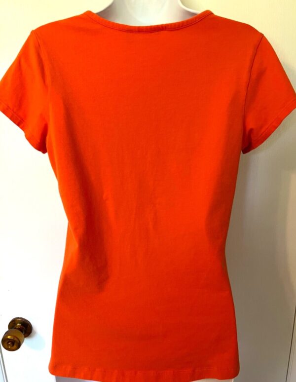 COLUMBIA WOMENS SSLV ORANGE "FOREVER WILD" NATURE MTNS GRAPHICS TOP Sz M EUC! - Image 5