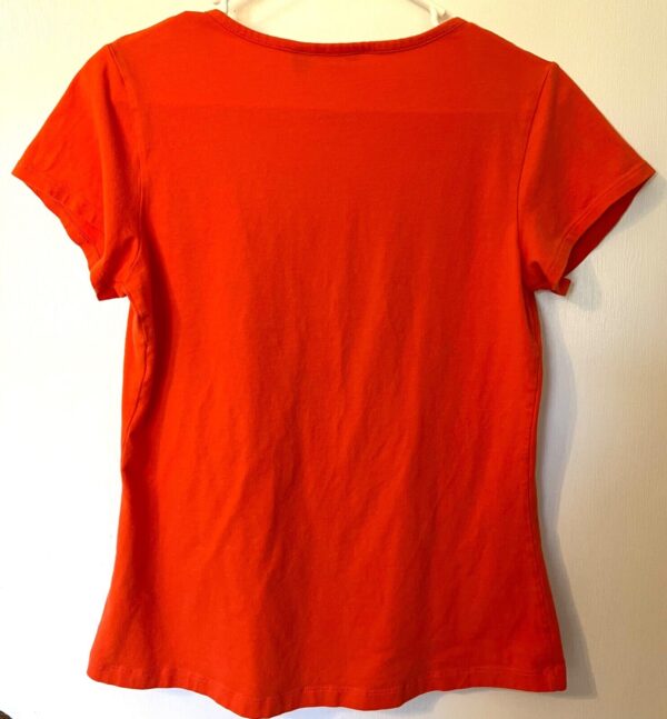 COLUMBIA WOMENS SSLV ORANGE "FOREVER WILD" NATURE MTNS GRAPHICS TOP Sz M EUC! - Image 7