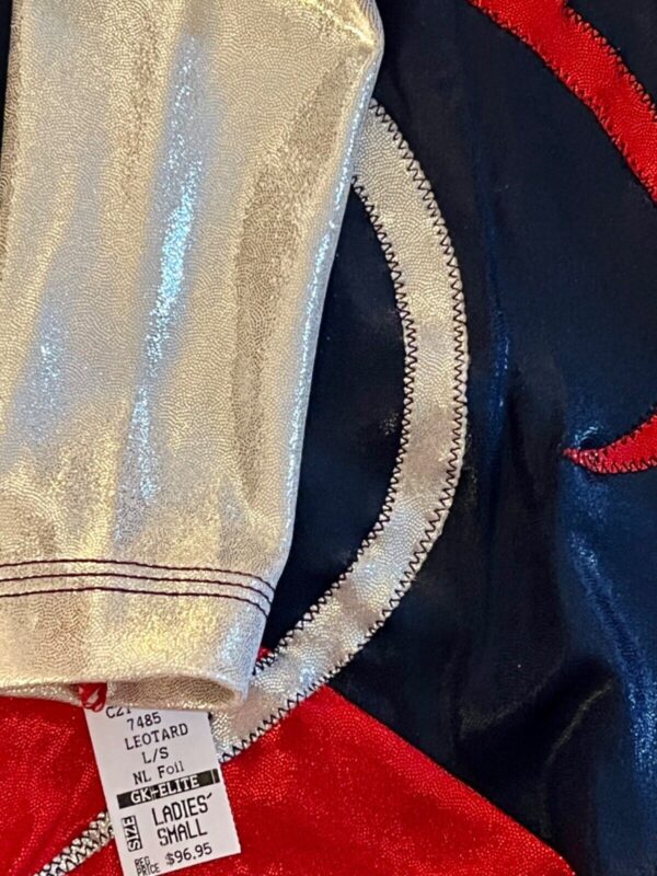 GK LgSLV NAVY RED SILVER MYSTIQUE ADULT SMALL ASYM GYMNASTS DANCE LEOTARD Sz AS - Image 8