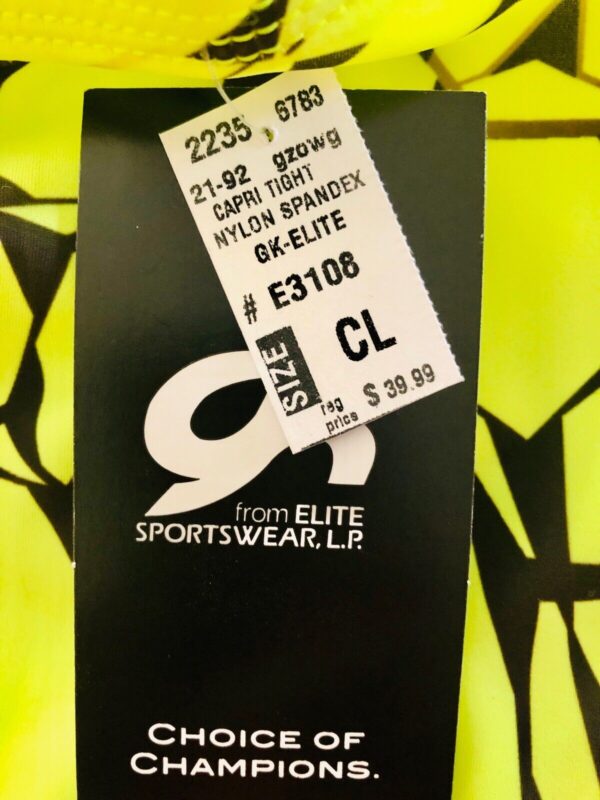 GK Elite Capri Tights CHILD LARGE Mosaic Print Nylon Spandex Yellow Black CL - Image 4