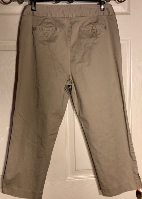 DONNA KARAN NYC LADIES SIZE 6 TAN CROPPED PANTS ZIP FRONT Sz 6 EUC! - Image 2