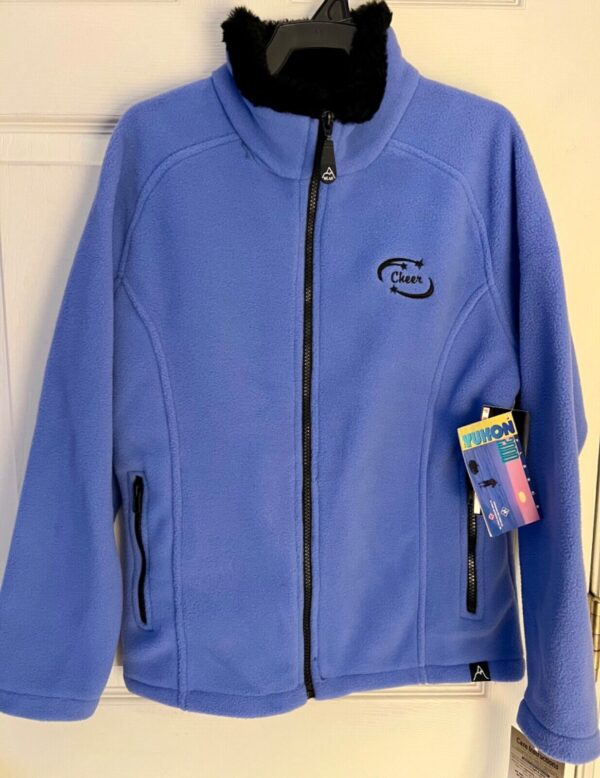 AVALANCHE "CHEER"  GIRLS MEDIUM OCEAN BLUE FLEECE BLACK FAUX FUR COLLAR JACKET M - Image 2