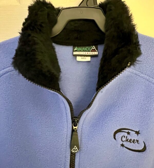 AVALANCHE "CHEER"  GIRLS MEDIUM OCEAN BLUE FLEECE BLACK FAUX FUR COLLAR JACKET M - Image 3