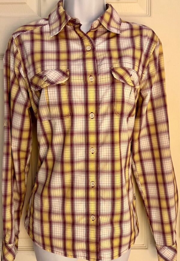 NORTH FACE WOMENS MED LgSLV VAPOR WICK PLAID SHIRT CASUAL ACTIVEWEAR Sz M EUC!