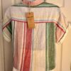 Thread & Supply Women's Medium Button Up Striped Linen Crop Top with Front Tie M - Image 4