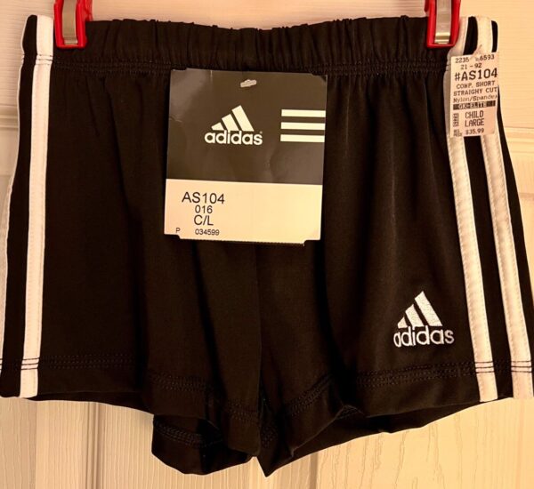 ADIDAS GK CHILD LARGE BLACK GYMNASTIC RUNNING COMPETITION PERFORMANCE SHORTS L - Image 5