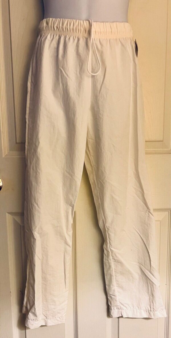 GK WHITE WARM-UP PANTS CHILD LARGE DRY TECH LOW RISE FITTED GYNMNASTS CHEER Sz L