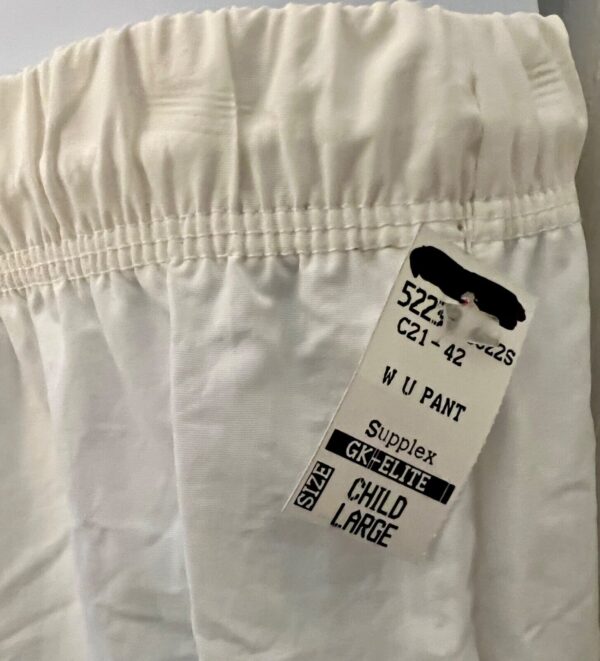 GK WHITE WARM-UP PANTS CHILD LARGE DRY TECH LOW RISE FITTED GYNMNASTS CHEER Sz L - Image 3