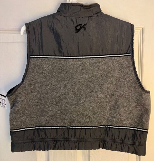 GK ADULT SMALL GRAY POLY FLEECE CRINKLE NYLON CROPPED VEST RIBBON TRIM Sz S - Image 6