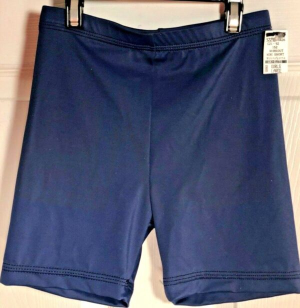 GK CHILD LARGE MINI WORKOUT SHORTS NAVY NYLON/SPANDEX GYMNASTICS DANCE CHEER CL