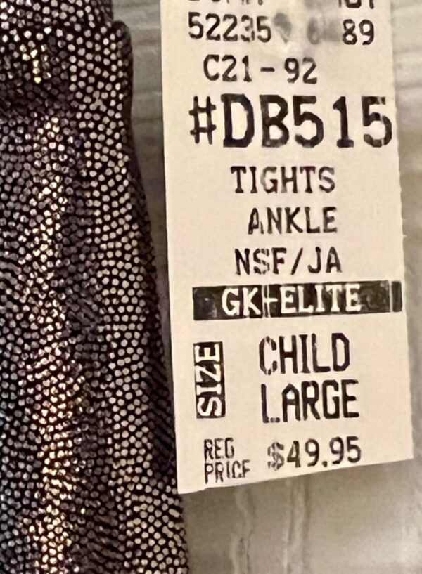 GK DANCE CHILD LARGE GUNMETAL MYSTIQUE ANKLE LENGTH PERFORMANCE TIGHTS Sz CL - Image 6