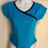 GK DANCE SKATE TOP ADULT MEDIUM TURQUOISE NAVY MICROFIBER CAP SLV CHEER GYM Sz M