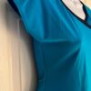 GK DANCE SKATE TOP ADULT MEDIUM TURQUOISE NAVY MICROFIBER CAP SLV CHEER GYM Sz M - Image 3