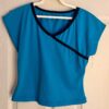 GK DANCE SKATE TOP ADULT MEDIUM TURQUOISE NAVY MICROFIBER CAP SLV CHEER GYM Sz M - Image 7