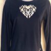 GK ELITE ADULT MEDIUM LgS FAUX 2-LAYER NAVY COTON HOLOGRAM HEART T-SHIRT Sz M