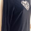 GK ELITE ADULT MEDIUM LgS FAUX 2-LAYER NAVY COTON HOLOGRAM HEART T-SHIRT Sz M - Image 3