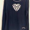 GK ELITE ADULT MEDIUM LgS FAUX 2-LAYER NAVY COTON HOLOGRAM HEART T-SHIRT Sz M - Image 7