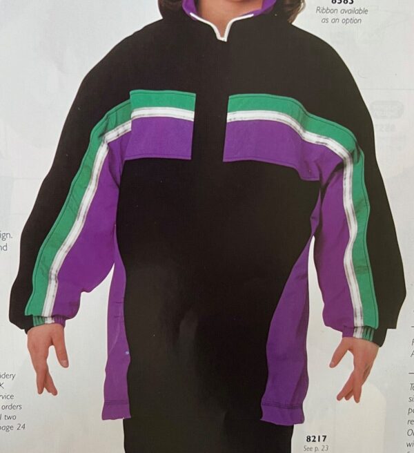 GK WARM UP JACKET ADULT SMALL SUPPLEX BLACK PURPLE GREEN GYMNASTICS CHEER Sz AS