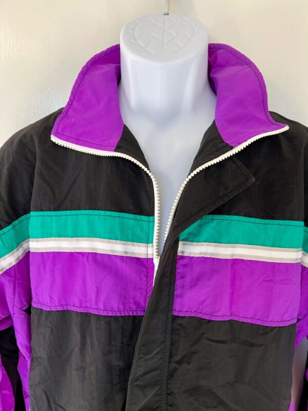 GK WARM UP JACKET ADULT SMALL SUPPLEX BLACK PURPLE GREEN GYMNASTICS CHEER Sz AS - Image 3