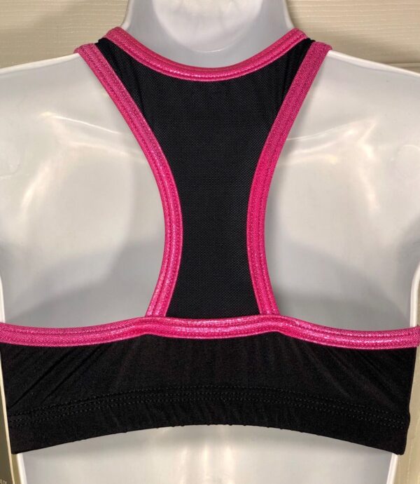 NWT! GK Elite Cheer Dance Black Nylon Crop Top T-Back Mesh Size Adult L - Image 2