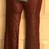 GK DANCE JAZZ PANTS CHILD SMALL WINE TWILIGHT FOIL VELVET WAISTBAND HIP HUG CS