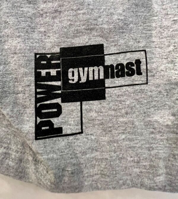 GK BOYS LARGE Gray Cotton Blended â€œPOWER GYMNASTâ€ Graphic Jersey Shorts L