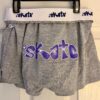 GK GIRLS SMALL SKATE GLITTER PRINT FOLDOVER WAIST GRAY COTTON BOXER SHORTS Sz CS - Image 7