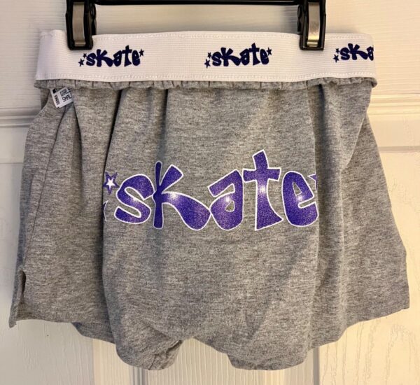 GK GIRLS SMALL SKATE GLITTER PRINT FOLDOVER WAIST GRAY COTTON BOXER SHORTS Sz CS - Image 7