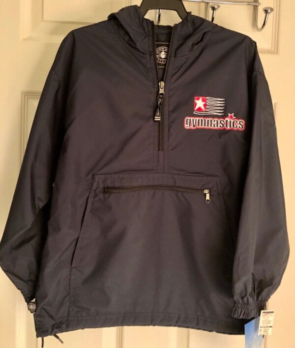 GK Charles River Pack-N-Go Pullover Child Small Navy TEAM USA Gymnastics Logo CS