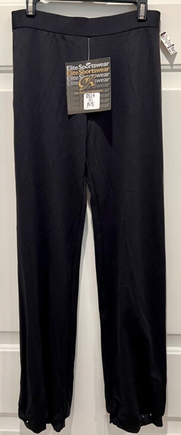 GK DANCE JAZZ LADIES SMALL BLACK NYLON/SPANDEX CRYSTALS CUFFED PANTS Sz AS NWT! - Image 2