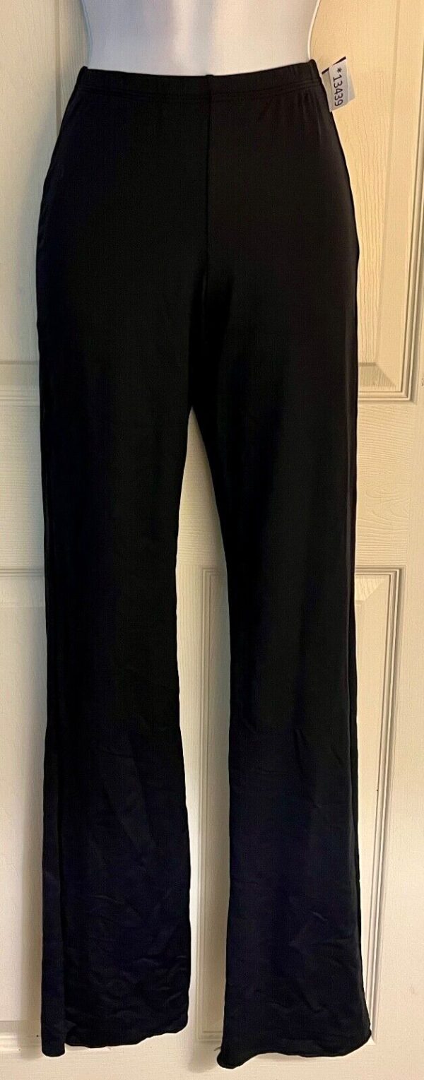 GK DANCE JAZZ LADIES SMALL BLACK NYLON/SPANDEX BOOT CUT LEG TRAINING PANTS SZ S