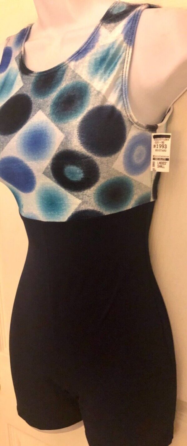 GK DANCE BIKETARD ADULT SMALL BILLIARD VELVET PRINT NAVY N/S GYM TANK Sz AS NWT! - Image 4