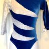 GK 3/4SLV ROYAL VELVET ADULT SMALL WHITE CRYSTALS HOLOGRAM GYMNASTICS LEOTARD AS