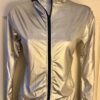 GK WARM UP JACKET ADULT SMALL SILVER METALLIC ZIP FRONT GYMNASTICS DANCE CHEER S