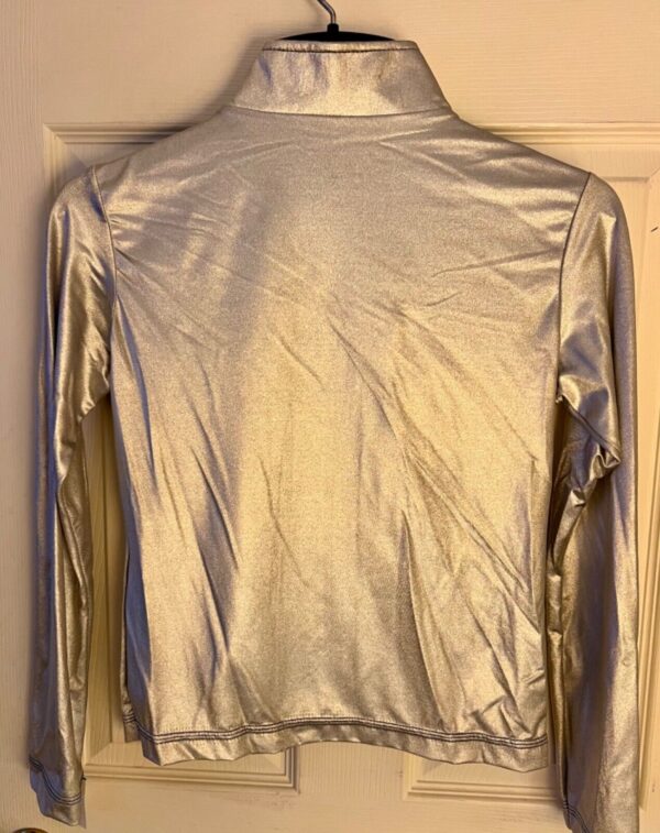 GK WARM UP JACKET ADULT SMALL SILVER METALLIC ZIP FRONT GYMNASTICS DANCE CHEER S - Image 6