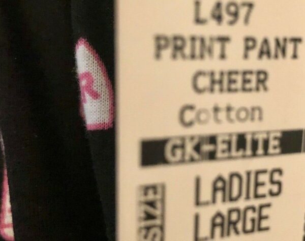 GK CHEER PJ PANTS SIZE LADIES LARGE BLACK COTTON DRAWSTRING PINK PRINT AL NWT! - Image 6