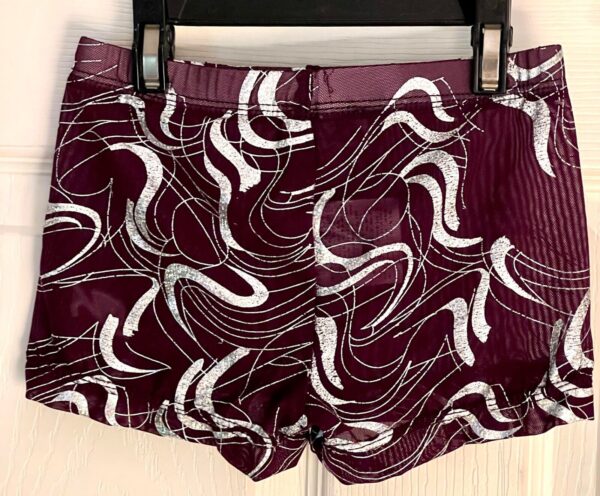 GK ELITE MICRO MINI CHILD LARGE PURPLE MESH FOIL PRINT DANCE CHEER GYM SHORTS CL - Image 4