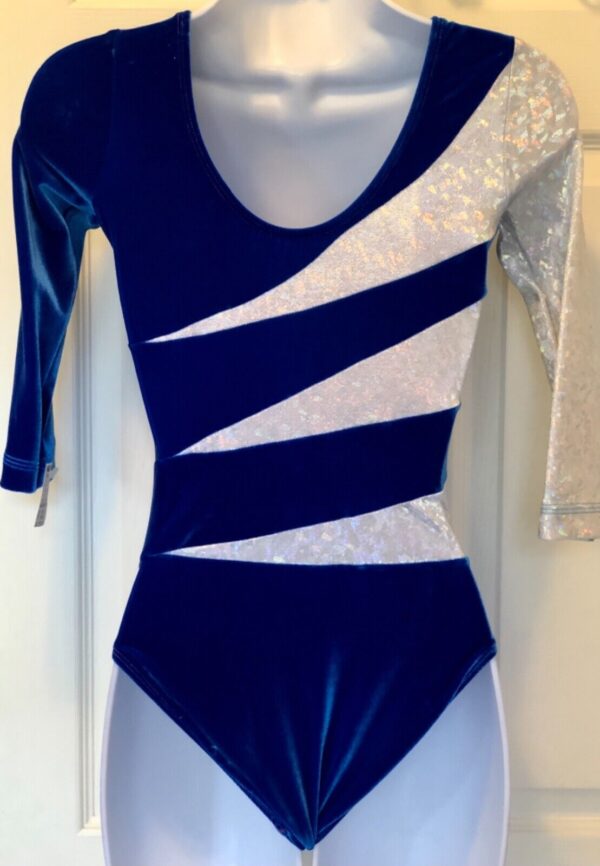 GK 3/4SLV ROYAL VELVET ADULT SMALL WHITE CRYSTALS HOLOGRAM GYMNASTICS LEOTARD AS - Image 5