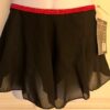 GK FAUX WRAP SKIRT CHILD MEDIUM BLACK GEORGETTE RED FOIL WAIST DANCE BALLET CM