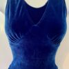 GK DANCE JAZZ CHEER ADULT SMALL BLUE VELVET HALTER  X-STRAP CROP TOP Sz AS NWT!