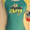 GK CHEERLEADING GRAPIC LADIES SMALL RAGLAN CAP SLV WHITE BLUE COTTON TOP Sz S