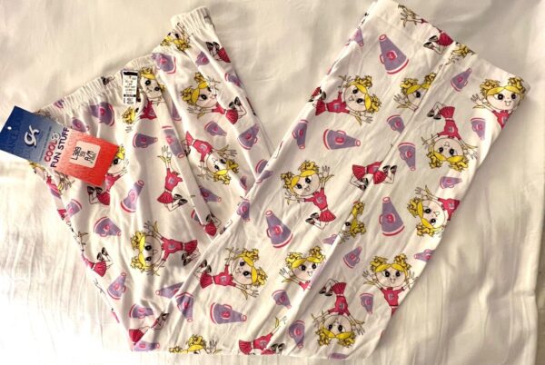 GK CHEER PJ LOUNGE PANTS LADIES MEDIUM COOL & FUN WHITE COTTON PRINT Sz AM NWT! - Image 7