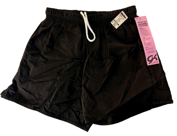 GK BLACK NYLON BOXER SHORTS CHILD UNISEX LARGE GYMNASTIC RUNNING ACTIVEWEAR SZ L