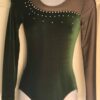 GK Elite Green Velvet Black Mesh JA Gymnastic Leotard AS