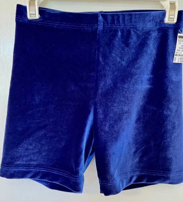 GK ELITE OCEAN VELVET ADULT X-SMALL GYMNASTICS DANCE WORKOUT SHORTS Sz AXS NWT!