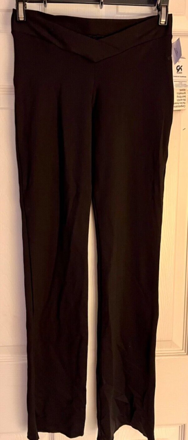 GK ELITE DANCE JAZZ CHILD LARGE BLACK TACTEL/SPANDEX V-WAISTBAND PANTS SZ CL NWT - Image 2