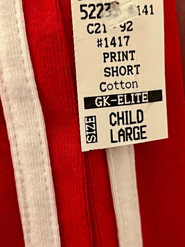 GK RED UNISEX CHILD LARGE COTTON WHITE STRIPE ATHLETIC/CASUAL SHORTS  Sz CL - Image 4