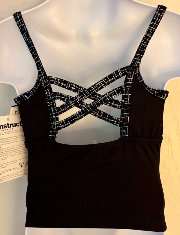 GK DANCE JAZZ CHEER CHILD SMALL BLACK MICROFIBER MATRIX FOIL CAMISOLE TOP SZ S - Image 7